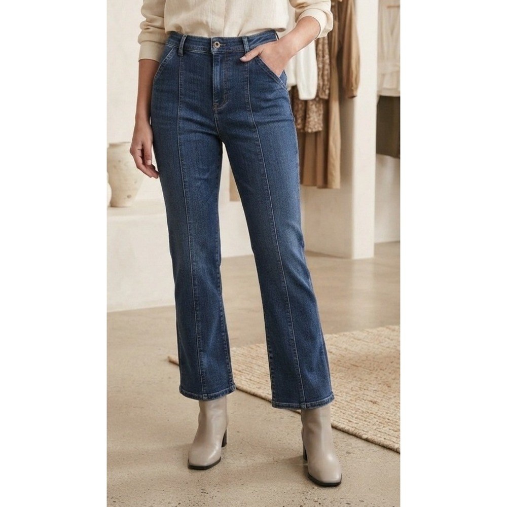Duluth Trading Co Women's Straight Leg Front Seam Dark Wash Denim Jeans 12x31